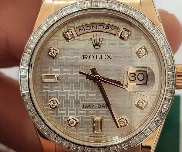 流當手錶拍賣 原裝 ROLEX 勞力士 118395BR 18K玫瑰金 方鑽圈 自動 男錶 9成9新 盒單齊UJ039